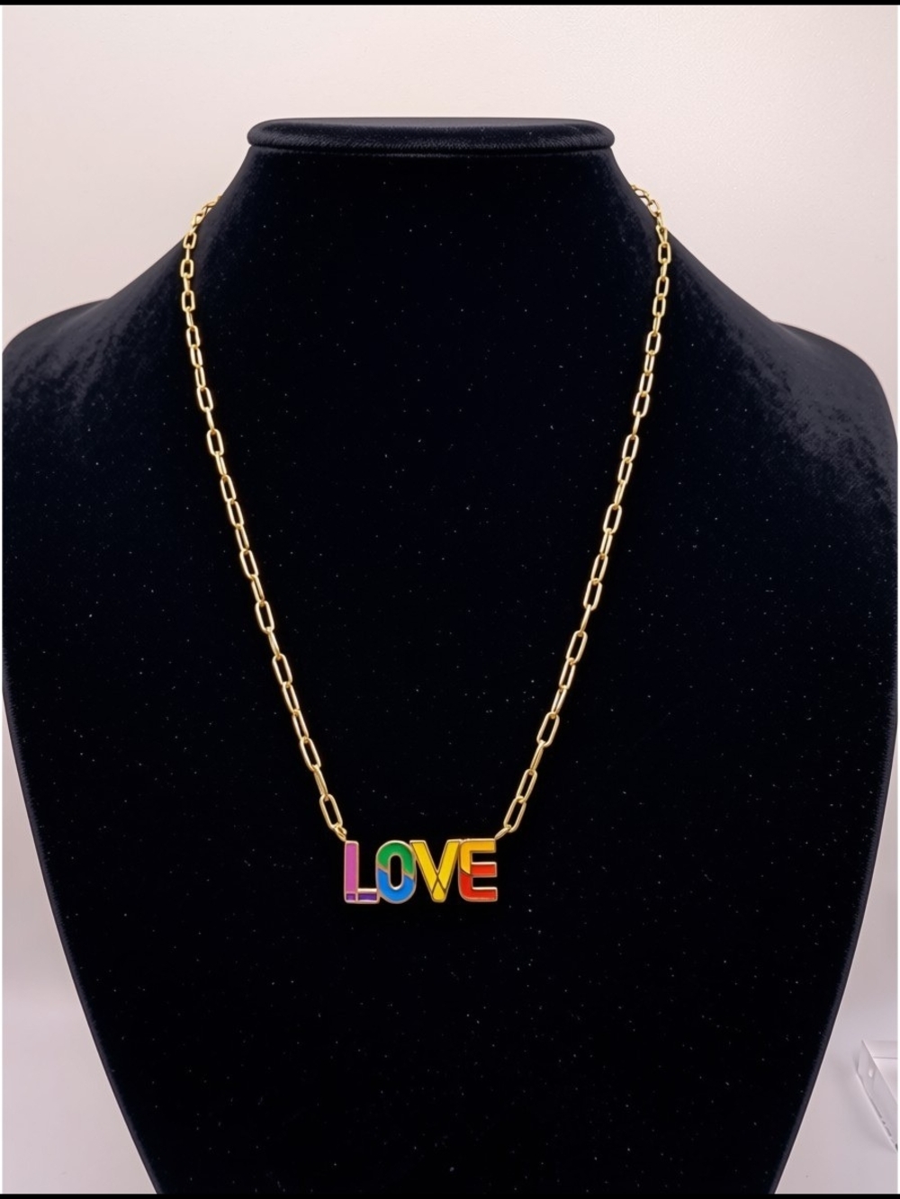 18k Gold Chain 'LOVE' Multicolor Pendant Necklace - PRIDE
